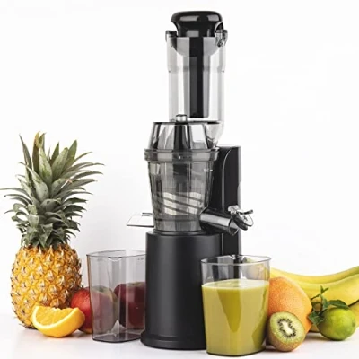 Imagen de H.Koenig Licuadora para Frutas y Verduras de Prensado en Frío, Extractor Jugos, 0.8 Litro, 60 RPM, 250 W, Libre BPA, Negro GSX16, 44 Decibelios, Plástico