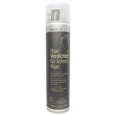 Imagen de Hairfor2 Spray Espesante contra el cabello claro Polvo capilar disperso Rellenador Caída del (400 ml, negro)