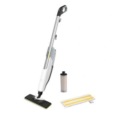 Imagen de Kärcher Limpiadora de vapor SC 2 Upright, calentamiento: 30s, rendimiento: aprox. 50m², depósito: 0,4l, potencia: 1600W, con boquilla EasyFix, paño microfibra y cartucho descalcificador