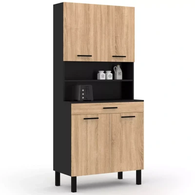Imagen de Cómoda de cocina negra y haya 80 cm