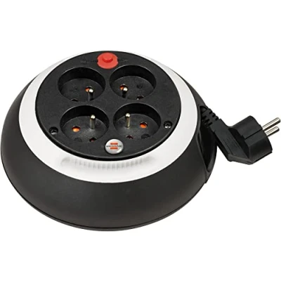 Imagen de Brennenstuhl Comfort Line Juego de 4 enchufes/mini cable beben (cable 3 m, fabricado en Alemania) negro/blanco