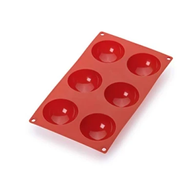 Imagen de Lékué Molde repostería Semiesfera, silicona platino Rojo, 6 cavidades