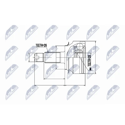 Imagen de NTY NPZ HD 055 Junta Homocinética Transmisión automática Eje delantero, izquierda, derecha HONDA: CIVIC 8, 8 Hatchback