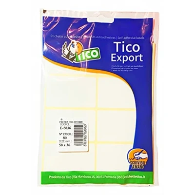 Imagen de Tico España E 5836, Etiquetas A5 blancas adhesivas escribible 58x36mm, sobre de 10 hojas