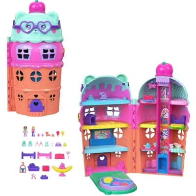 Imagen de Polly Pocket Minimuñecas y Conjunto de Juego Casa Helado Grande, temática Oso los Helados con más 25 Accesorios, incluidos Muebles, Comida Mascotas, JKB89