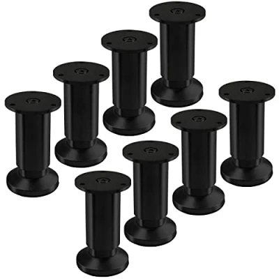 Imagen de SOTECH 8 piezas Pies de mueble TERRA altura 100 mm anodizado negro regulables en hasta máx. 15 mm, cargables 250 kg/por pie