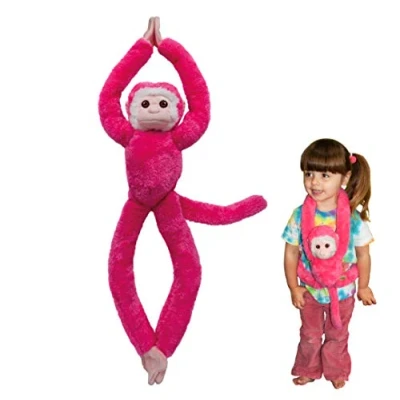 Imagen de EcoBuddiez Tree Huggers Mono Ardilla Rosa de Deluxebase. Peluche Blando Colgante y ecológico 72cm, Hecho Botellas plástico recicladas. Regalos Originales para Bebes Recien Nacidos niños
