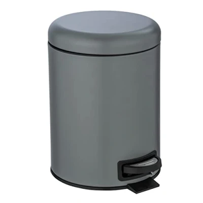 Imagen de Wenko Cubo de Pedal 5 l. Alassio, Gris, Acero, Blanco, 24,5 x 20,5 27 cm