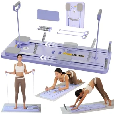 Imagen de GDSHGS Máquina reformadora de pilates mejorada para el hogar, tabla abdominal multifuncional, rebote automático, rueda abdominales, equipo entrenamiento cuerpo completo