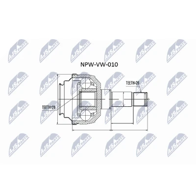 Imagen de NTY NPW VW 010 Junta Homocinética Eje delantero, izquierda VOLKSWAGEN: Sharan I, SEAT: Alhambra FORD: Galaxy Mk1 MPV
