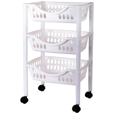Imagen de Juypal 185 Carro verdulero Multiusos, de 3 Pisos, 66.5 x 39.3 26.5 cm, Color Blanco Opaco