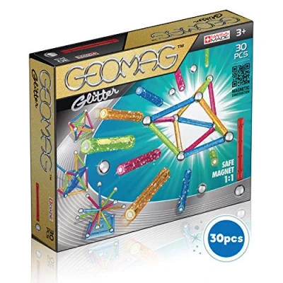 Imagen de GEOMAG CLASSIC GLITTER Construcciones Magnéticas y Juegos Educativos a partir de 3 años seguidos 30 Piezas (531) Multicolor para niños Construcción 3D Desarrolla la motricidad