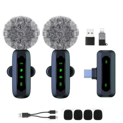 Imagen de Mini micrófono Lavalier inalámbrico para Android/iPhone/iOS/PC/Laptop de solapa con reducción ruido grabación, clip, grabación video, Tiktok, Youtube, Vlog