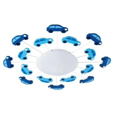 Imagen de Eglo Lámpara de techo Viki 1, pared para habitaciones infantiles 1 foco, luz acero, color azul, cristaL satinado, blanco, portalámparas E27