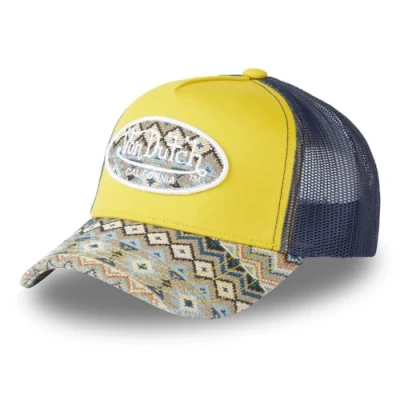 Imagen de Von Dutch Gorra Hombre y Mujer, Trucker ETHNIK, Ajustable, Amarillo/Azul/Beige, Talla única