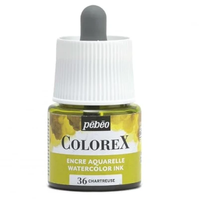 Imagen de Pebeo Tinta Colorex 45 ML Chartreuse para acuarela de acabado aterciopelado dibujo multiuso todos los medios