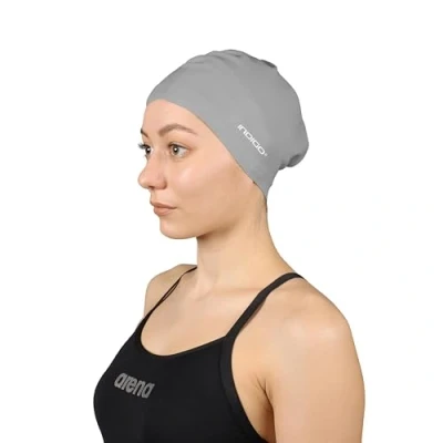 Imagen de DRUNA Gorro de Natación Silicona para Cabellos Largos, Silicone Cap, Piscina, Swimming Cap (Gris)