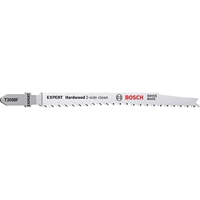 Imagen de Bosch Professional 25x Hojas de Sierra calar Expert ‘Hardwood 2 Side Clean’ T 308 BF (para Tableros recubiertos plástico, Tablero multiplex, Longitud 117 mm, accesorios calar)