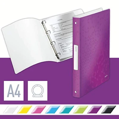Imagen de LEITZ 42580062 Carpeta de anillas WOW PP 4 redondas 25 mm DIN A4 color violeta metalizado