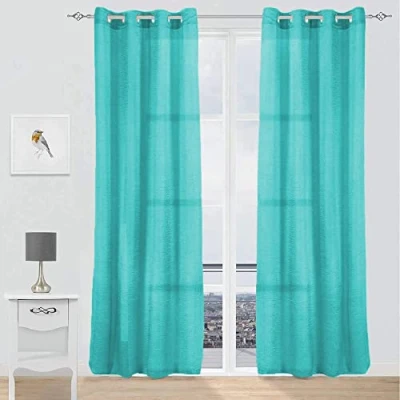 Imagen de GREATOYAR Cortinas Salon Modernas, Visillos, Translúcidas Poliéster, para Sala Cuarto Dormitorio Comedor Cocina Salón, 2 Piezas, 140x260cm, Turquesa