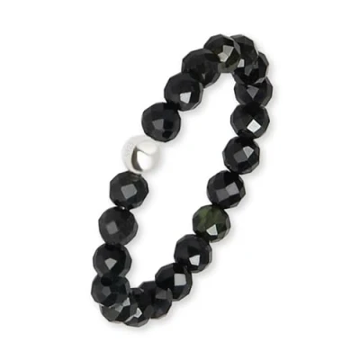 Imagen de GD GOOD.designs Anillo antiestrés de cuentas piedra natural turmalina para mujer perla elástica ansiedad facetado