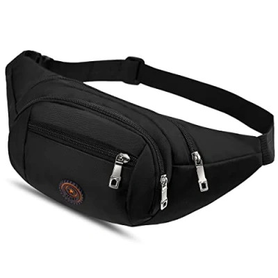 Imagen de Riñonera Deportiva, Hombre Mujer Running Cinturón Impermeable Bandolera Multifuncional Bolsillos Ajustable Bolso de Cintura Viajar Camina el Bicicleta Excursionismo Acampada Negro
