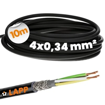 Imagen de Lapp 1030497 LiYCY cable de control blindado (10 m, 4 x 0,34 mm², resistente a los rayos UV, conductores, datos para exteriores, soldadura, conexión, LED,