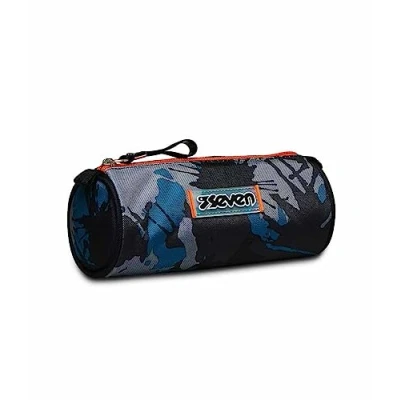 Imagen de Seven Estuche Escolar ovalado 1 Compartimiento BOLSA CHROMO FLUID BOY Jet Black Soporte para Bolígrafos Escolares Niños Niñas y Adolescentes Portalápices