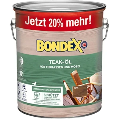 Imagen de Bondex aceite de teca 3 L para 66 m² extremadamente impermeable protege contra grietas y desecación transpirable mate madera protección