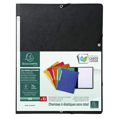 Imagen de Exacompta 55411E Pack de 10 carpetas con goma, color negro