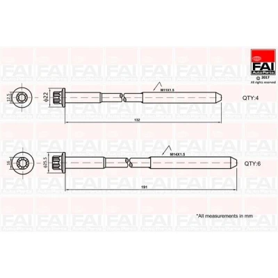 Imagen de FAI AutoParts B1625 Juego de Tornillos Culata Torx exterior 4, 6 FIAT: Ducato III Furgón, Bus, II Furgón