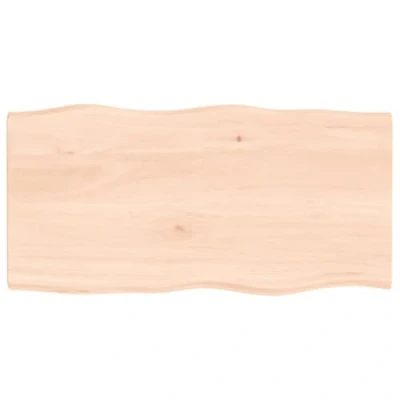Imagen de vidaXL Tablero de Mesa Madera Maciza Roble Borde Natural 80x40x2 cm, Madera, Comedor,