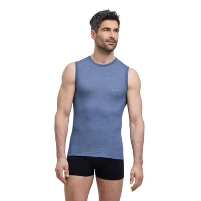 Imagen de FALKE Wool Tech Light M S/L SH lana hilo funcional secado rápido 1 pieza, Capa de base superior Hombre, Azul (Capitain 6751),