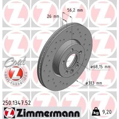 Imagen de ZIMMERMANN SPORT COAT Z 250.1347.52 Disco de freno 313 26 6/5 5 112 ventilación interna, perforado revestido altamente carbonizado