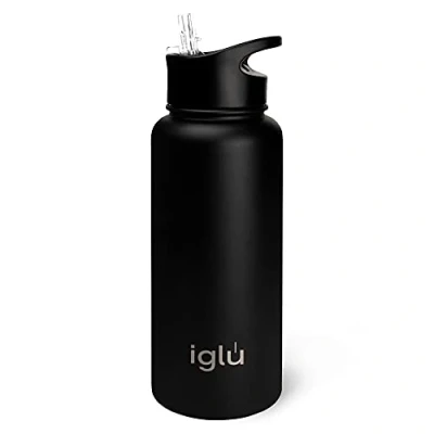 Imagen de iglu Botellas,Botella de agua reutilizable doble pared acero inoxidable,12 horas caliente y 24 fría,Gran regalo para él ella (cielo nocturno, 1 L)