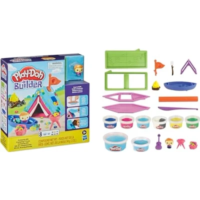 Imagen de Play Doh Bauer fantasía Builder Camping para niños a Partir de 5 años con 8 Colores Kit construcción Simple Bricolaje, (Hasbro F0642)