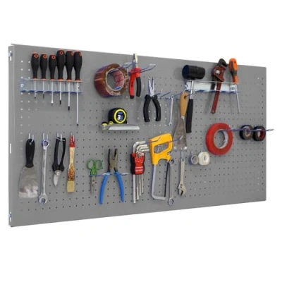 Imagen de Simon Rack Panel Herramientas Pared, Organizador Herramientas, Incluye 22 Ganchos y 3 Soportes, 900x600 mm, Gris Simonwork