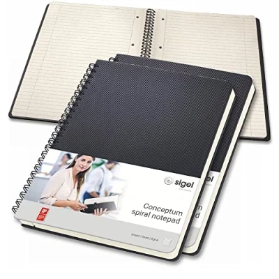Imagen de SIGEL CO823 Cuaderno espiral, 17.4 x 21.4 cm, a líneas, Hardcover, negro, 3 unidades Conceptum