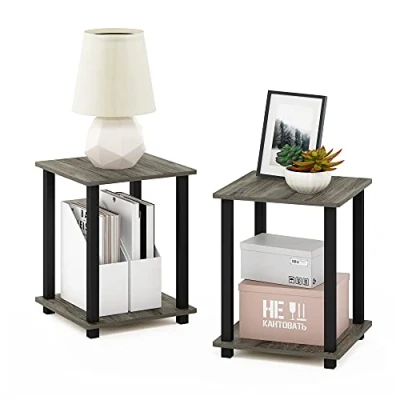 Imagen de Furinno Simplistic Mesa Auxiliar, Madera compuesta, Roble francés Gris/Negro, Talla única