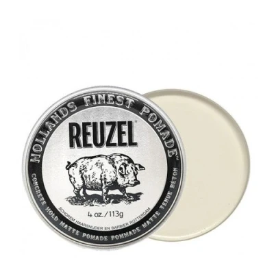 Imagen de Reuzel Concrete Hold Matte Pomade Mantén un aspecto bien cuidado Pule tu cabello Fácil de aplicar Ligero aroma masculino sin sulfatos, parabenos y testar en animales 35g
