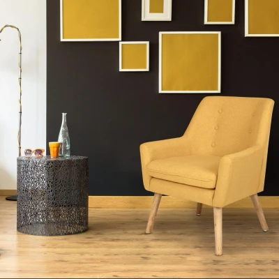 Imagen de Sillón butaca estilo Nordico Gustav tela amarillo Menzzo
