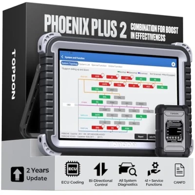 Imagen de TOPDON Phoenix Plus Herramienta de diagnóstico, codificación ECU Avanzada, escáner diagnóstico más 41 Funciones reinicio, bidireccional, actualización Gratuita Durante 2 años