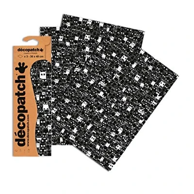 Imagen de Clairefontaine c726o Décopatch Papel, 3 unidades color verde claro con cabeza de ciervo, Schwarz Weiß Katzen Format : 395 x 298 mm