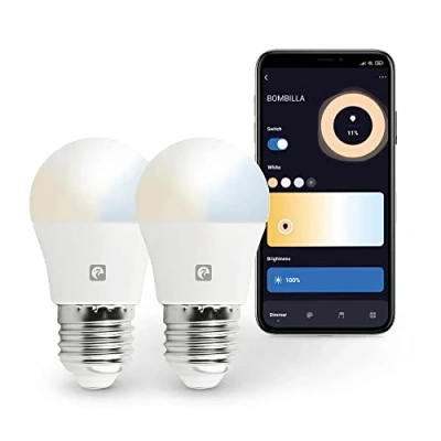 Imagen de Garza Smart Pack 2 Bombilla LED Inteligente WiFi Esférica, 5.5W (equivale a 40W de incandescencia), E27, CCT, Intensidad regulable, Programable, Control por voz y app, Alexa/Google, 2.4GHz