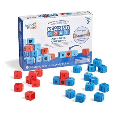 Imagen de Learning Resources Reading Rods para aprender el alfabeto y formar palabras con estructura consonante vocal , aprende a leer, actividades palabras, bloques letras