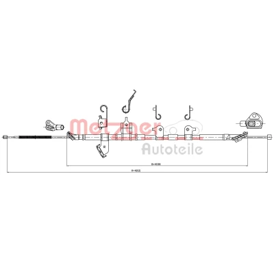 Imagen de METZGER 17.1570 Cable de Freno Mano Atrás derecha 1855/1638 Discos TOYOTA: RAV4 III SUV
