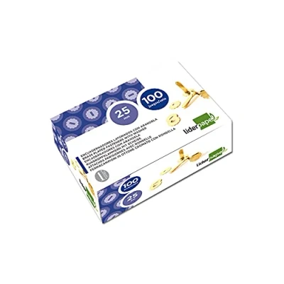 Imagen de Encuadernadores liderpapel latonados con arandela 50 mm caja de 100 unidades