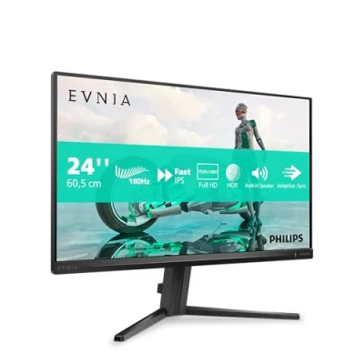 Imagen de Philips Evnia 24M2N3200S Monitor Gaming FHD de 24 Pulgadas, 180 Hz, 0,5 ms, FreeSync Prem., Comp. G Sync. (1920x1080, HDMI 2.0, DisplayPort 1.4) Negro Gris
