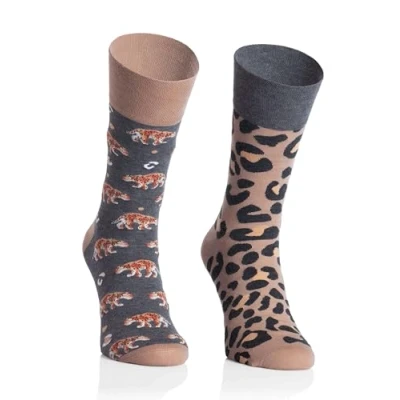 Imagen de More Calcetines de colores divertidos con motivos para hombres y mujeres, locos, multicolor, coloridos, Pantera beige, 38 40