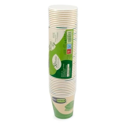 Imagen de GIO&#039;STYLE Vasos de agua 200 cc 50 unidades Papel y PLA Biodegradables Compostables